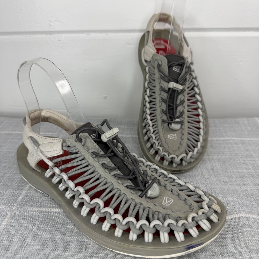 Keen Women's 9 Uneek Sandals Gray Fisherman Strechy Cord Water Shoes Gorpcore